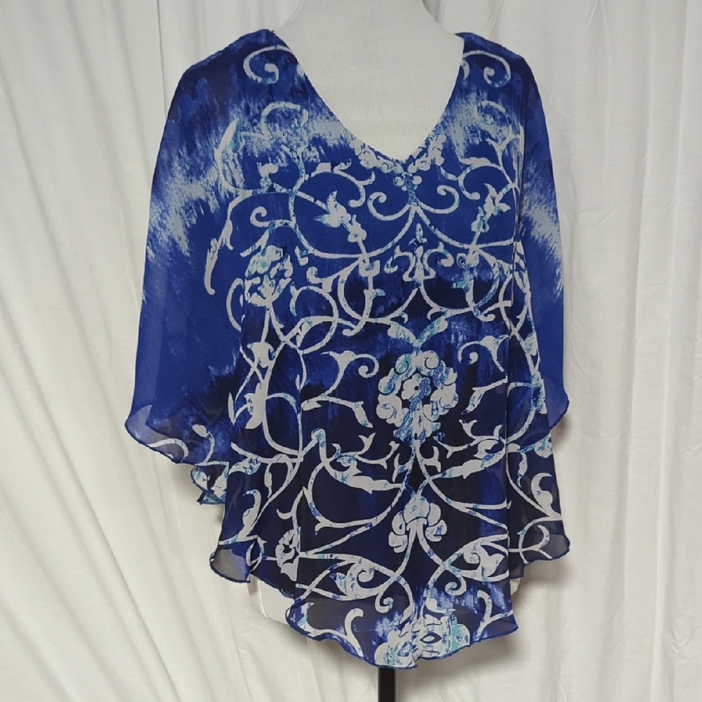 Rebecca Malone Multicolored Asymmetrical Tunic Blouse